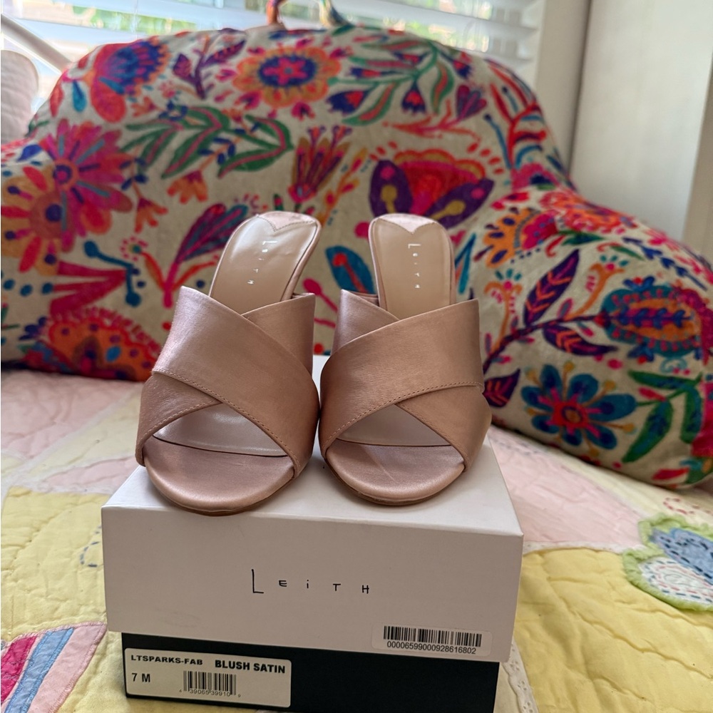 Leith Pink Satin Mules